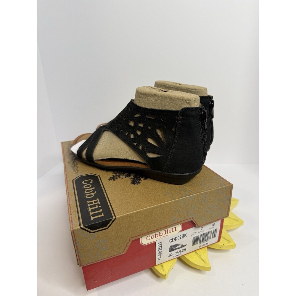 Cobb Hill Jordan CH Black Leather Sandals 7M NIB Comfort Zip Gladiator - Picture 2 of 6
